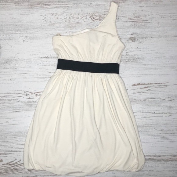 Floral One-Shoulder Ivory Elastic A-Line Mini Dress - Picture 4 of 7